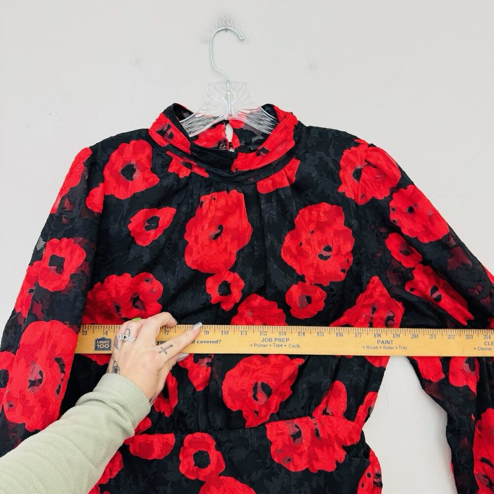 Vici Red and Black Floral Midi Dress - Picture 2 of 8